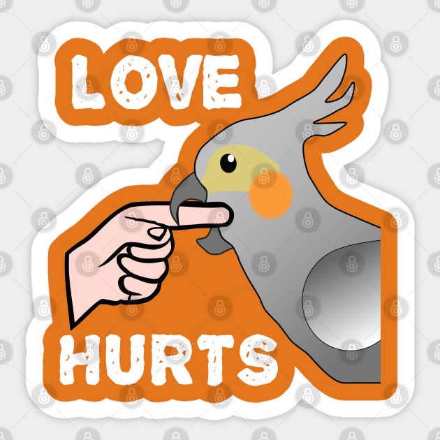 Love Hurts Cockatiel Female Parrot Biting Sticker by Einstein Parrot